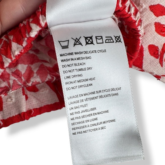 Farm Rio Jungle Flow Organic Cotton Top Womens Size XS Red Beaded Tassels NEW - Picture 5 of 13